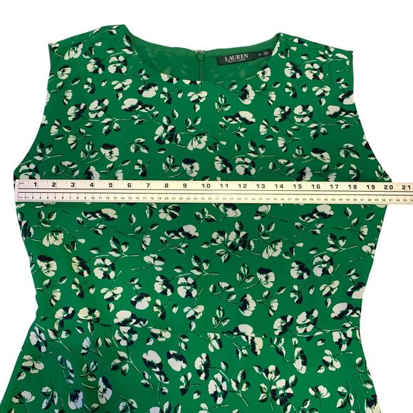 Lauren Ralph Lauren Womens Floral Georgette Dress Sz 10 Cap Sleeve *BELT MISSING - Picture 9 of 15